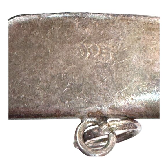 Sterling Silver & Onyx Triangle Pendant Intricate Scrollwork Design Art Deco - Picture 3 of 6